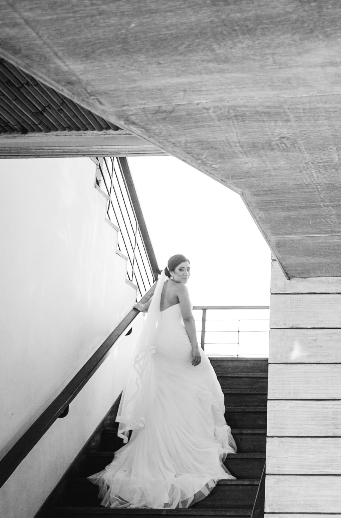 Bali Beachfront Wedding - bride on wedding venue stairs photo shoot